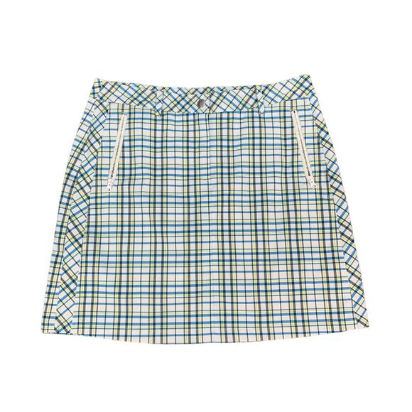 Nivo NVO Skort Women 8 Blue Multi Plaid Lightweight Stretch Lined Golf Tennis - Picture 1 of 12
